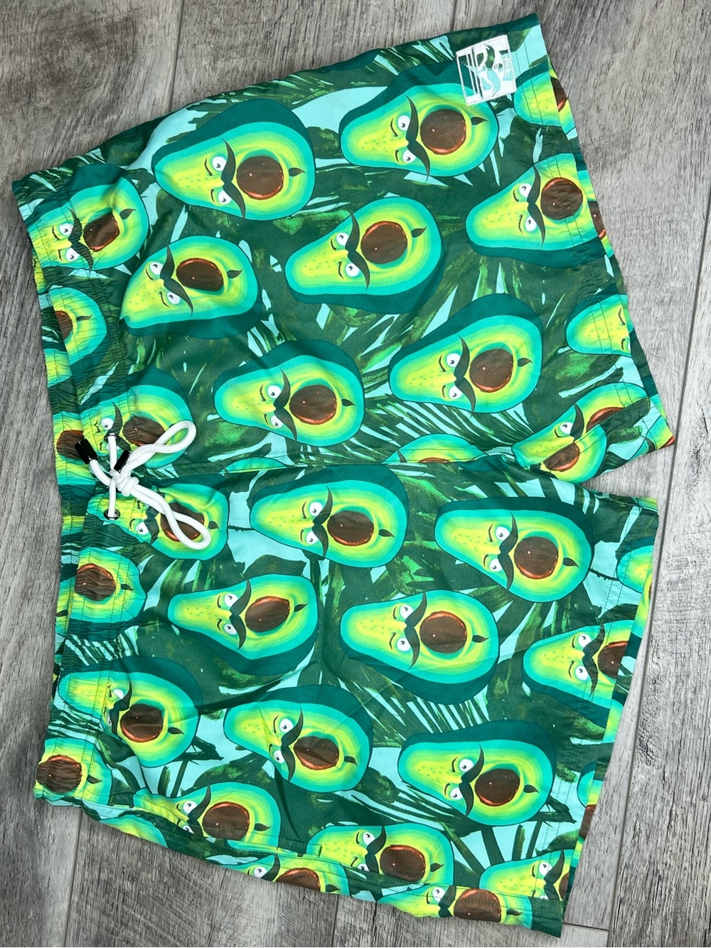 Men's Green Avocado Print Swim Trunks
